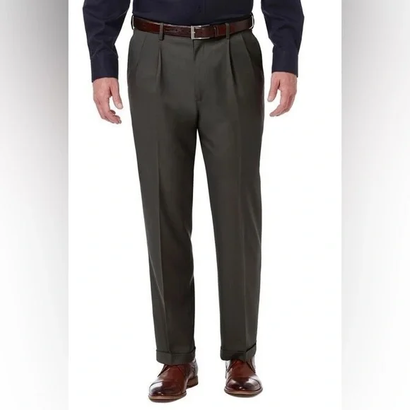 green emerald velvet dress Haggar Premium Comfort Dress Pants, Flat Front in Blue
